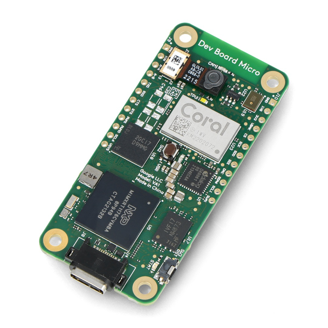 Coral Dev Board Micro - płytka rozwojowa z NXP i.MX RT117, Edge TPU ML i kamerą Himax HM01B0