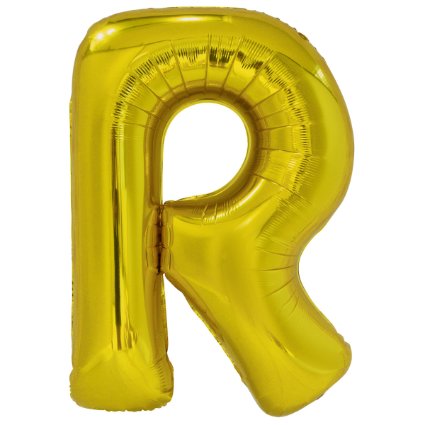 Foliowy balonik - złota litera R 86 cm