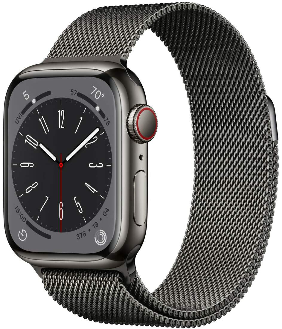 Chytré hodinky Apple Watch Series 8 GPS + Cellular 41 mm grafitová nerezová ocel milánský tah