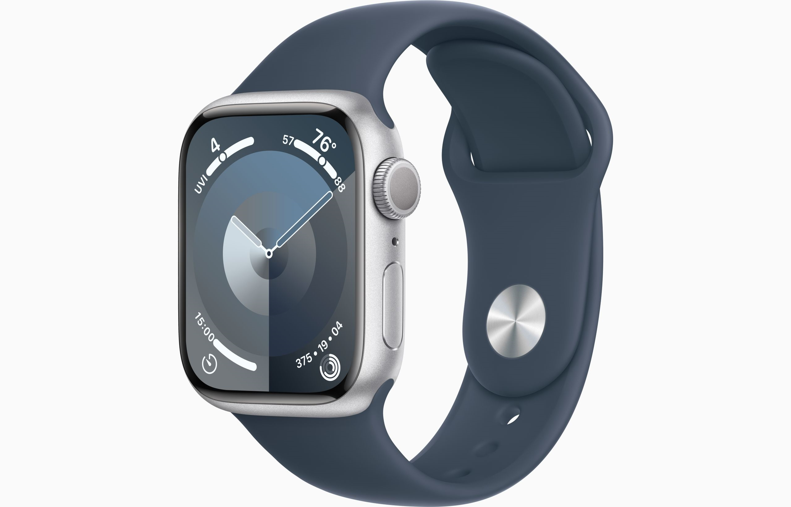 Smart hodinky Apple Watch Series 9 GPS 41 mm strieborný hliník s modrým remienkom M/L