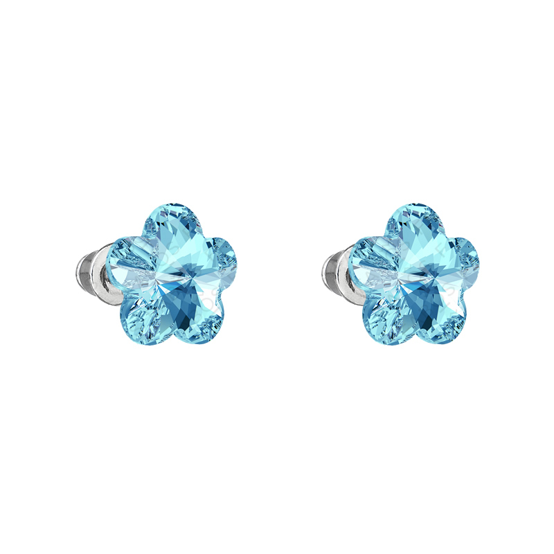 HGM Earrings flower 10mm Aqua Swarovski Elements