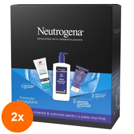 Set of 2 x Neutrogena Gift Intensive Hydrating Body Lotion 400 ml, Hydrating Foot Cream 100 ml and Hand Cream ...