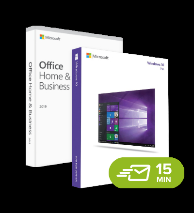 MS Windows 10 Pro + Office 2019 Home & Business, CZ doživotní elektronická licence, 32/64 bit