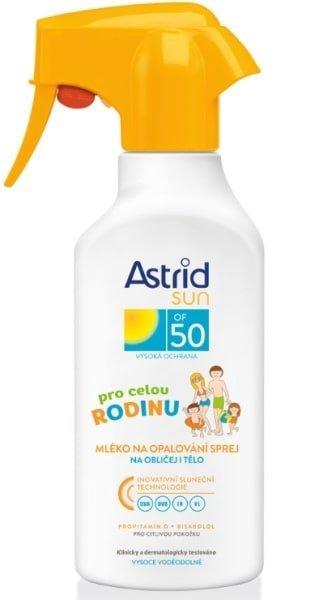 Astrid Sun mlieko na opaľovanie v spreji OF 50 pre celú rodinu 270 ml - OF 50