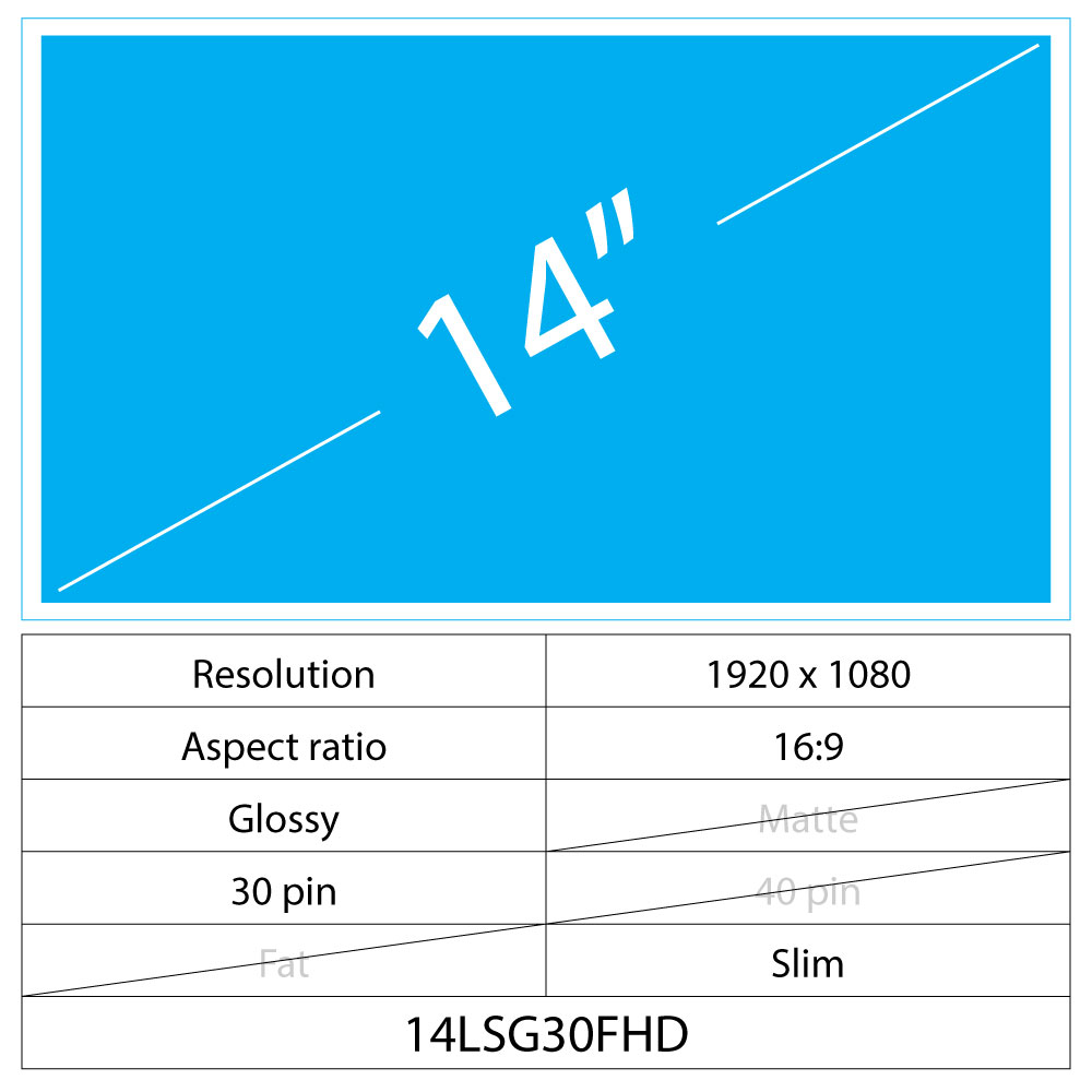 14 LCD Slim Glossy 30 pin FHD