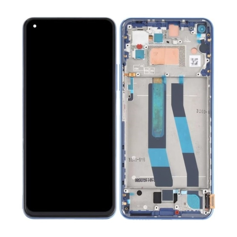 Xiaomi Mi 11 Lite 4G M2101K9AG - LCD Display + Touchscreen Front Glas + Rahmen (Bubblegum Blue) OLED