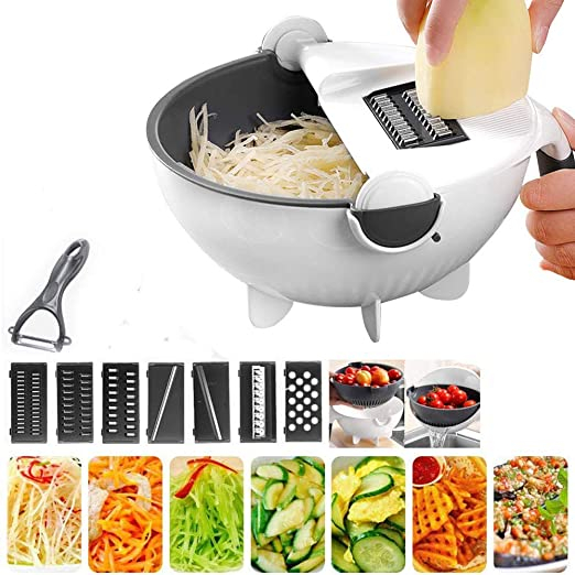 Multifunctional vegetable slicer with drainer