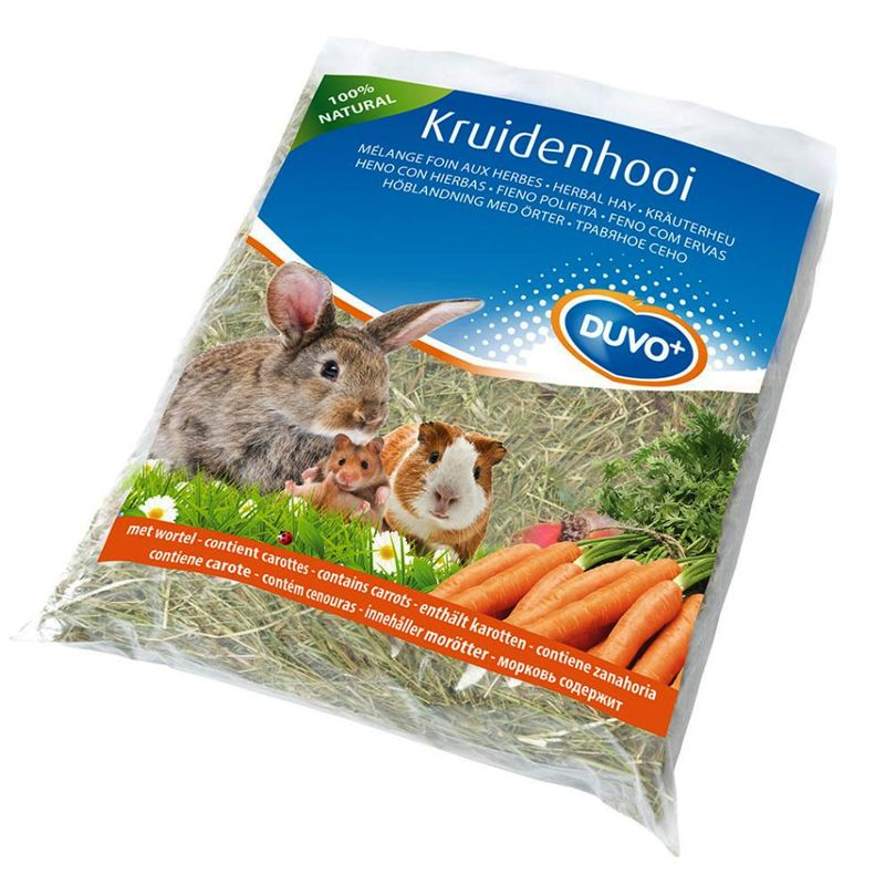 DUVO+ Fân din plante pentru iepuri și rozătoare - cu morcovi 500 g