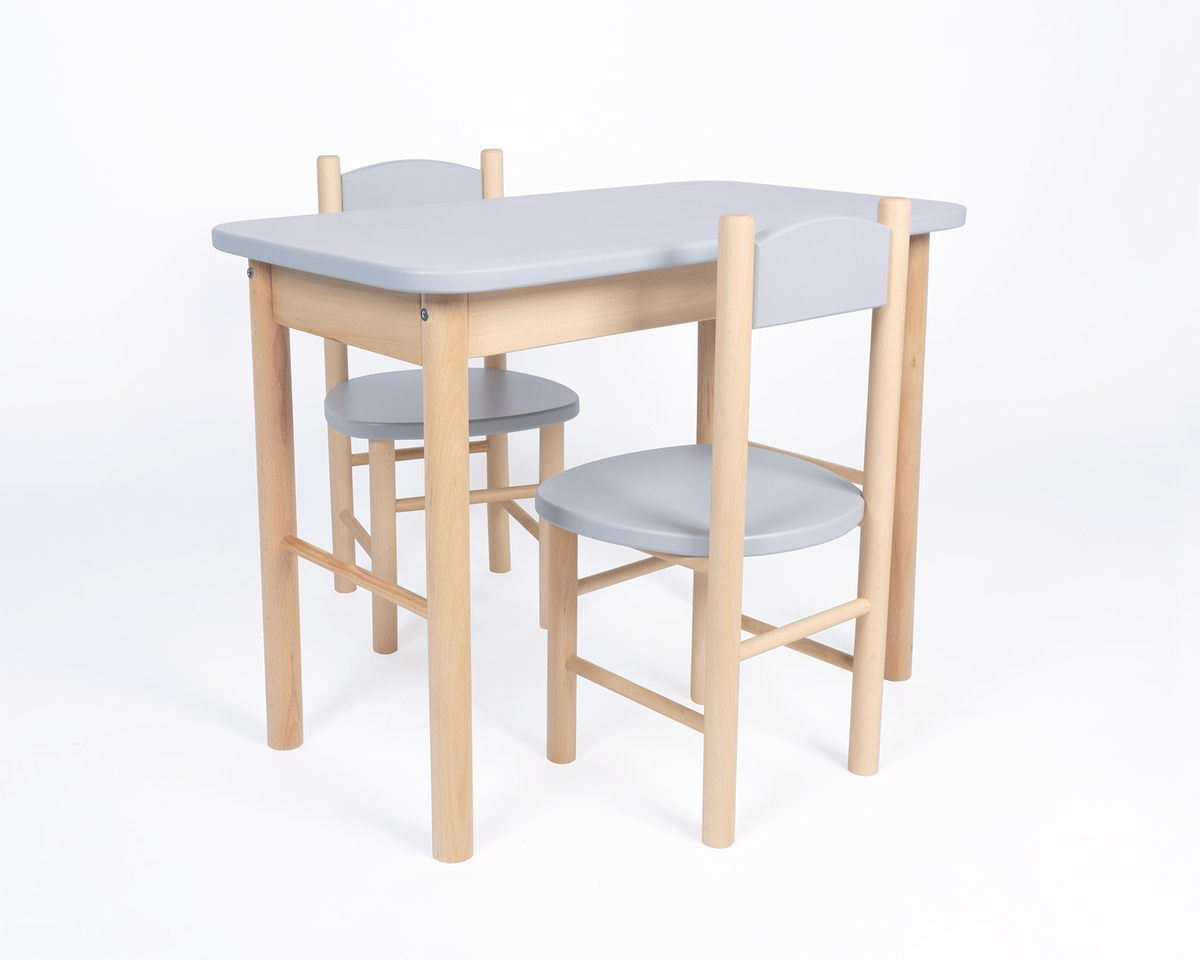 Set aus Tisch und Stühlen Simple - grau - Set - 1x Platte + 1x Stuhl