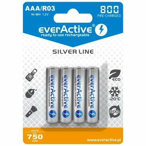 everActive everActive SILVER LINE R03 / AAA, Újratölthető Ni-MH 800 mAh elemek, 4 db
