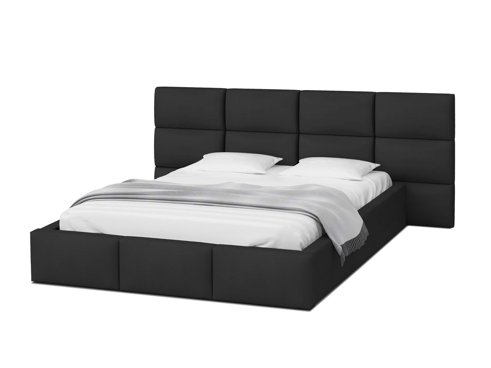 GM Čalúnená manželská posteľ s úložným priestorom Dony - čierna Rozmer: 160x200