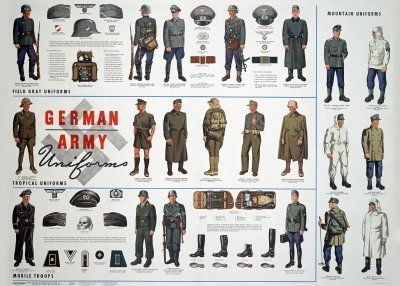 German Wehrmacht Army Uniforms chart Large 50x70cm