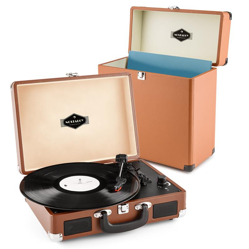 Auna Peggy SUE RECORD COLLECTOR,maro, set de gramofon, Retro Gramofon + valiză pentru discuri