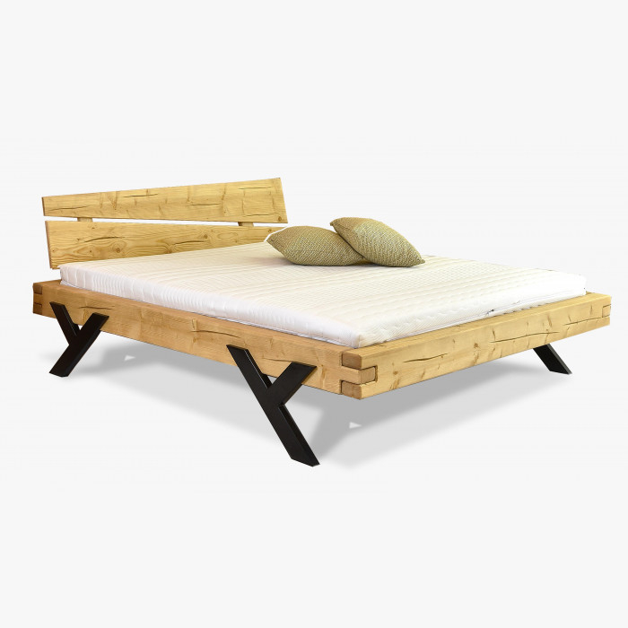 Designer-seng med lameller, stålben i form av bokstaven Y, 160 x 200 cm