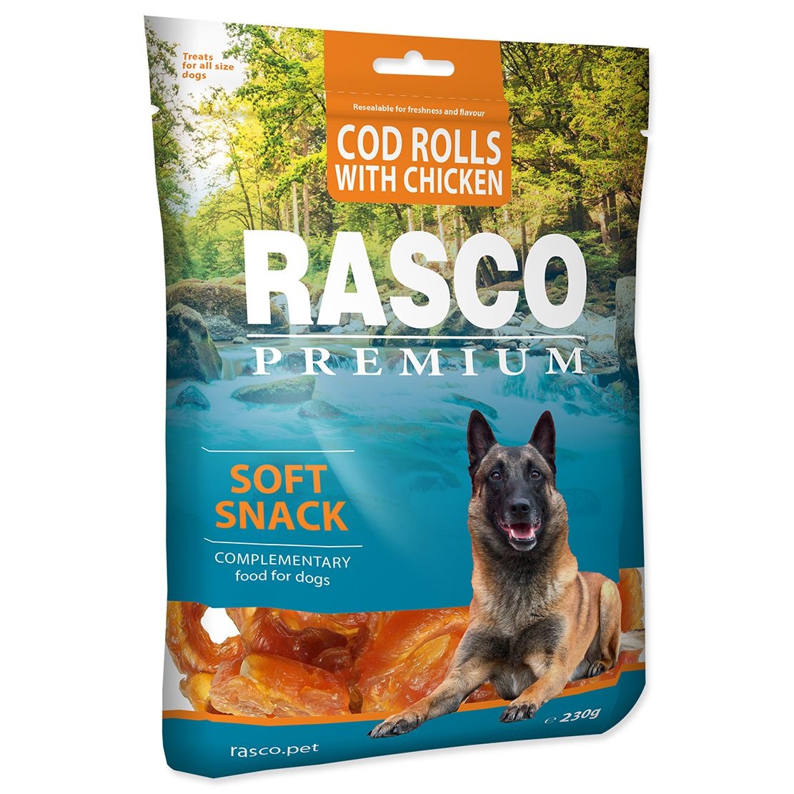 Rasco Premium Puha Snack Tőkehal Tekercsek Csirkével 230 g