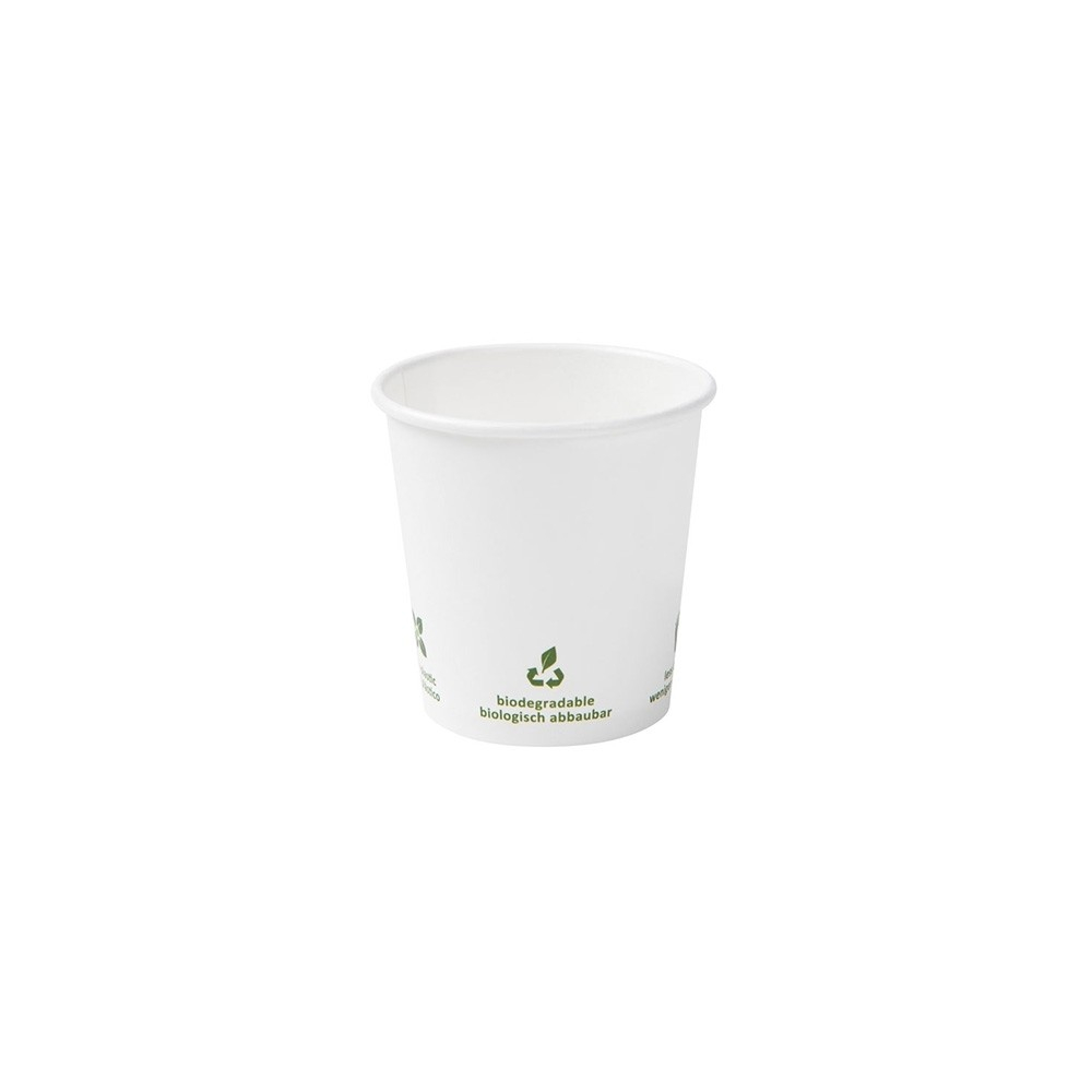 Papierový pohár na kávu s eko ikonou 100 ml biely 50 ks