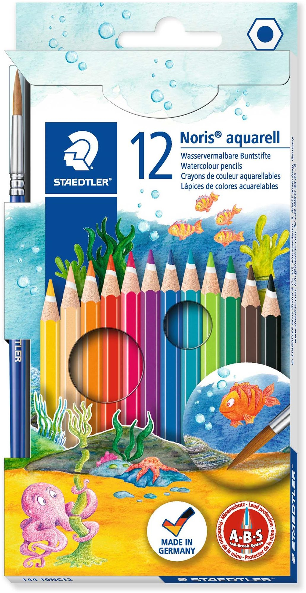 Színes ceruza STAEDTLER Akvarell színes ceruzák ecsettel, 12 szín
