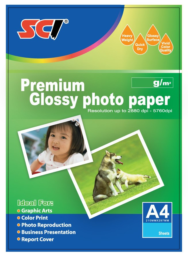 SCI GPP-230 Glossy Inkjet Photo Paper, 230g, A4, 20 sheets, glossy photo paper