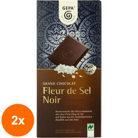 Set 2 x Ciocolata BIO Neagra, Fleur de Sel Noir, 100 g, Gepa...