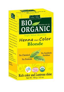 Henna - farba na vlasy na základe henny, BLOND, 100% organická, CERTIFIKOVANÁ - ECOCERT, vegánska, halal, 100 g, Indus Valley