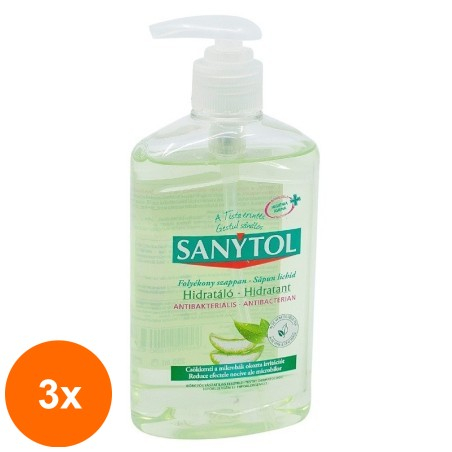 Set 3 x Sapun Lichid Hidratant Sanytol Aloe Vera si Ceai Verde 250 ml...