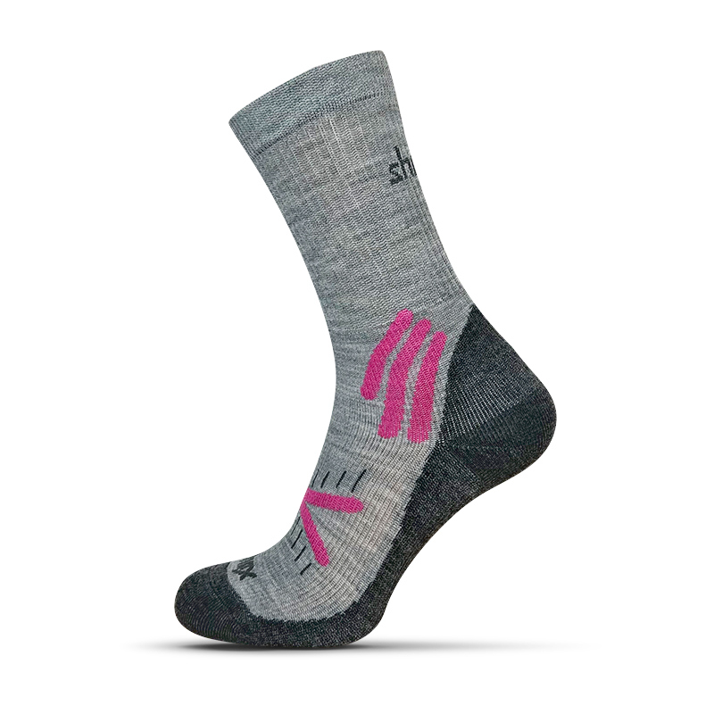 Merino Hiking ponozky - sivo - ružová, XS (35-37)