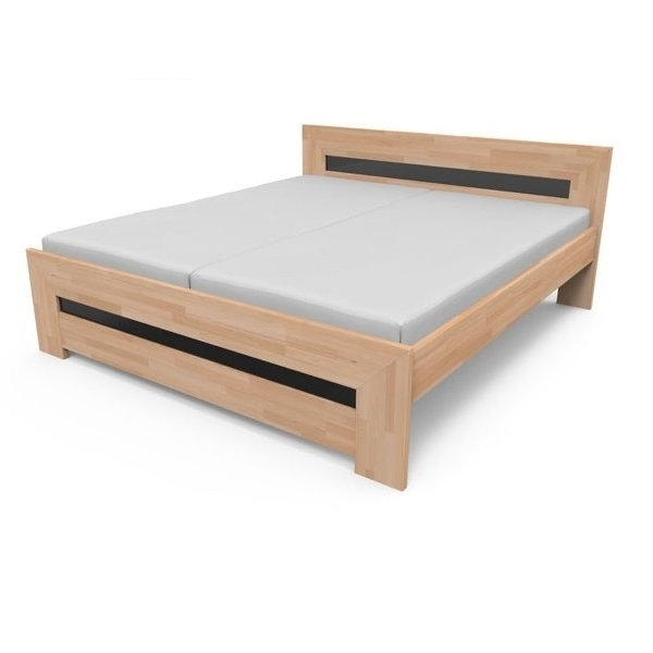 Solid double bed ALENA with glass front