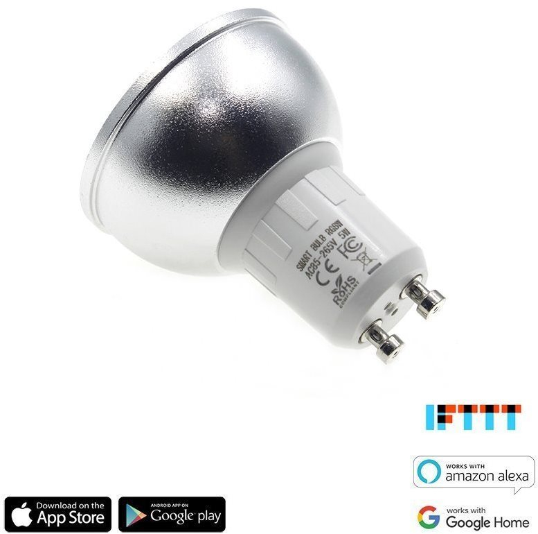 LED izzó iQ-Tech SmartLife GU10, Wi-Fi izzó GU10, 5W, színes