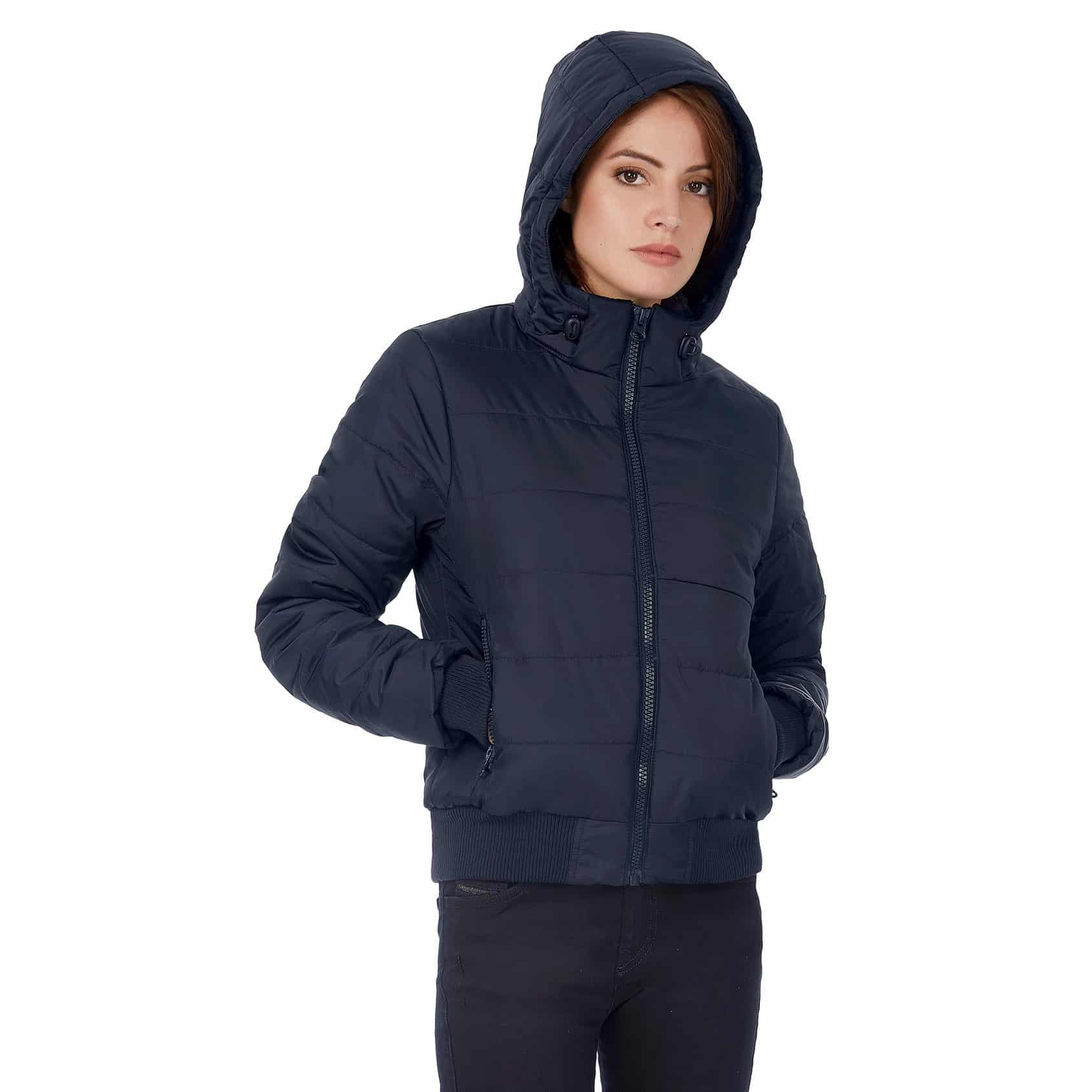Women's printed bomber jacket with hood