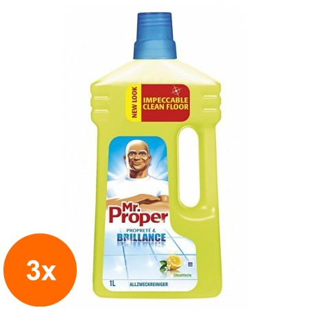 Set 3 x Detergent Universal pentru Suprafete Mr. Proper Lemon, 1 l...