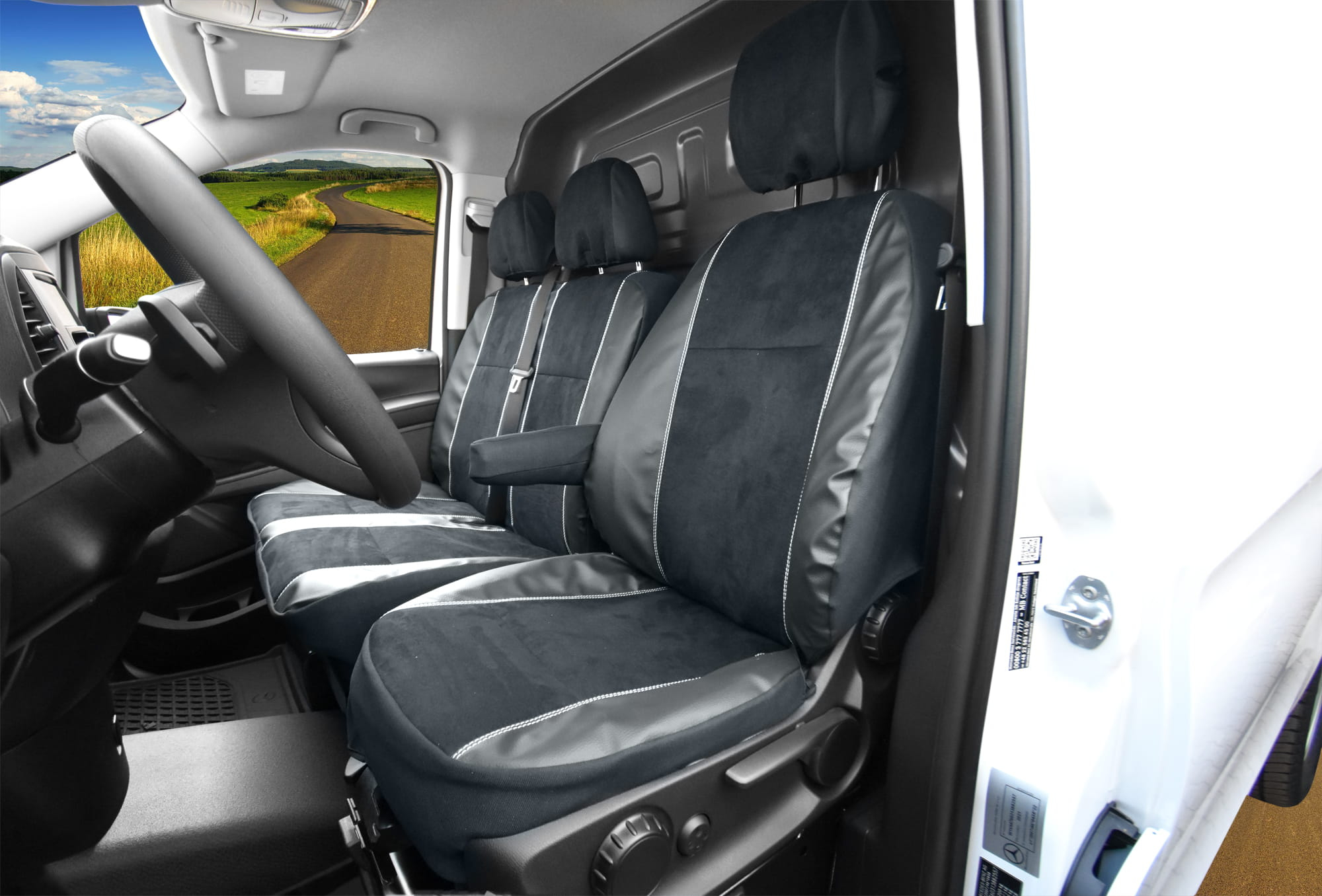 Mercedes Vito W447 (from 2014-) Eco-leather + eco-alcantara seat covers KING