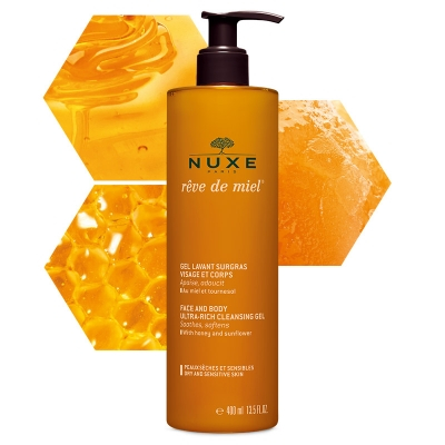 Nuxe Bőrpuhító tusfürdő testre és arcra Reve de Miel (Face and Body Ultra-Rich Cleansing Gel) 400 ml
