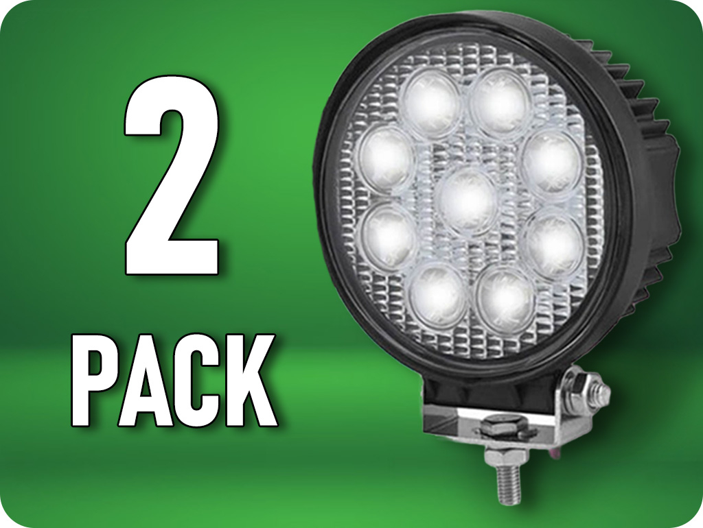 LED Epistar work light, 27W, round 2200lm, 12/24V, IP67/2-PACK! [L0076]