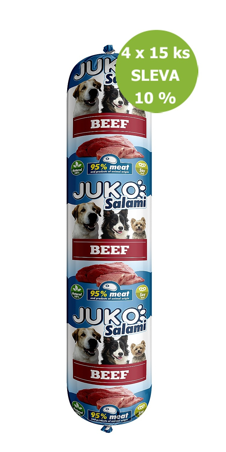 Juko Petfood JUKO Salami Beef (hovězí) 1 kg, 4 x15 ks - SLEVA 10%