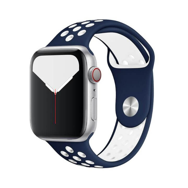 Szilikon Sport Apple Watch Szíj - Midnight Blue-Fehér - M/L - 38, 40, 41mm