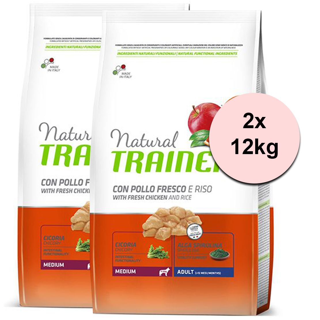 Trainer Natural Adult Medium, chicken and rice 2 x 12kg