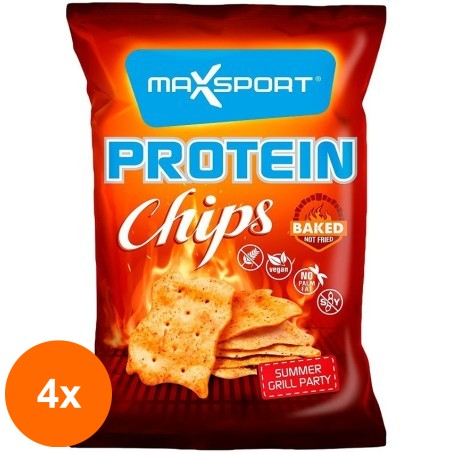 Sada 4 x Proteínové chipse na letnú grilovačku, 45 g Max šport...