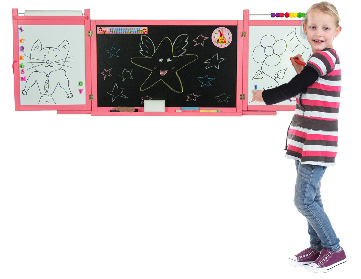 Detská magnetická / kriedová tabuľa na stenu - ružová
