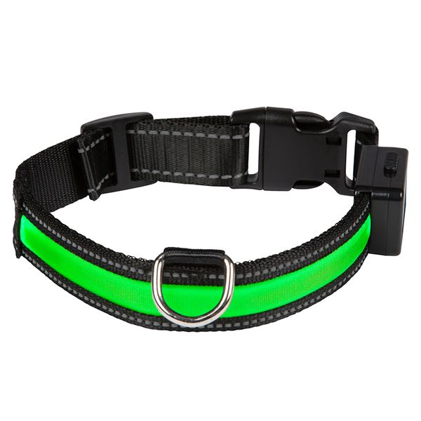 EYENIMAL világító USB nyakörv, zöld M