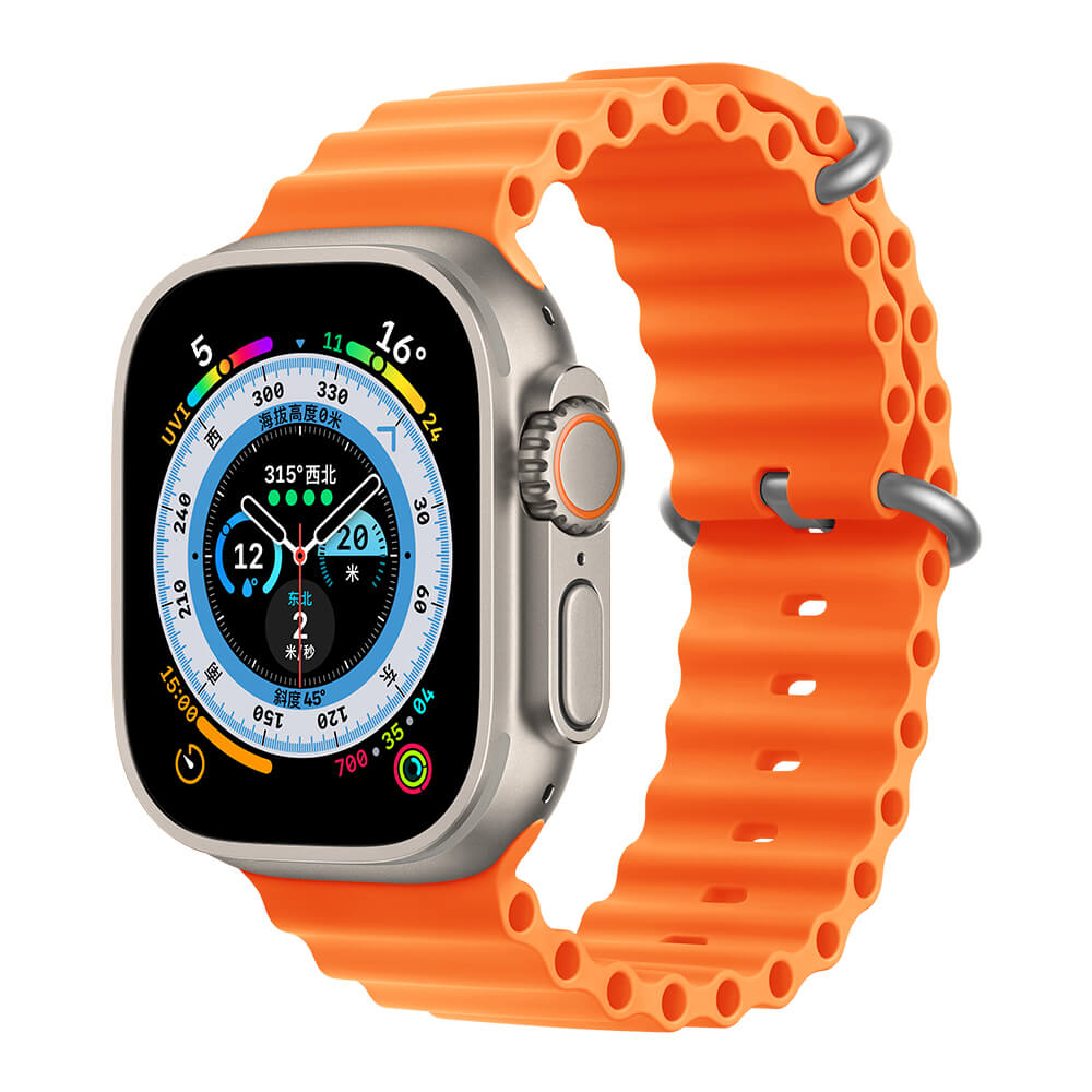 Silikonový ocean řemínek pro Apple Watch - Oranžový - 42, 44, 45, 49mm