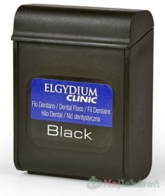 Elgydium clinic black voskovaná dentálna niť s fluoridom, 50 m, 1x1 ks