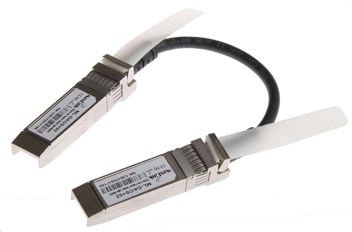 MaxLink 10G SFP+ DAC kábel, pasívny, DDM, Cisco, UBNT, MikroTik compatible, 0,2m