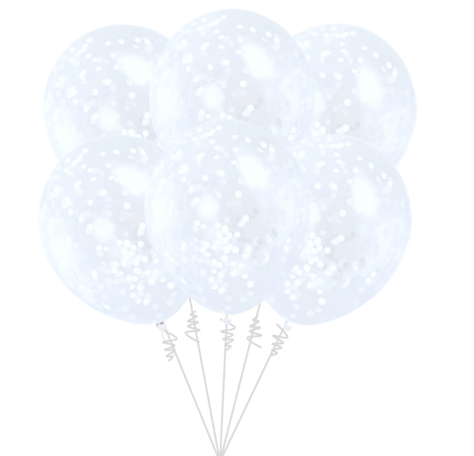 Balónova kytica konfetová biela 6ks