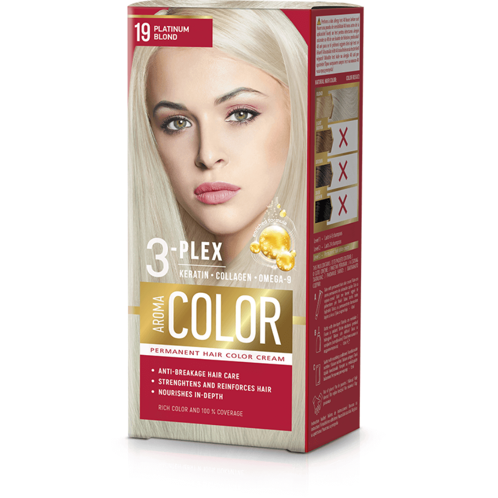 Coloration pour cheveux - blond platine n°19 Aroma Color