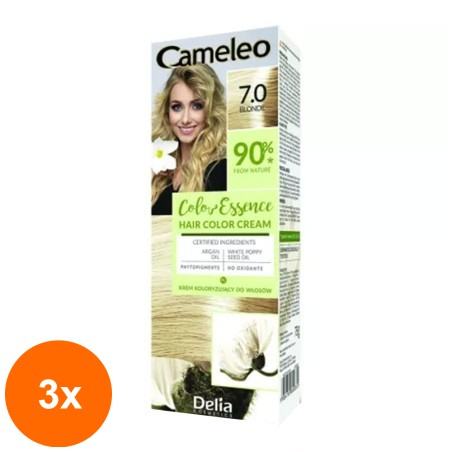 Set 3 x Vopsea de Par Cameleo Color Essence 7.0 Blond, 75 g...