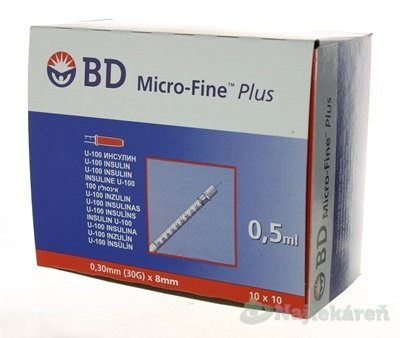 BD Inzulínové stříkačky 0,5 ml x 8 mm U-100 100 ks