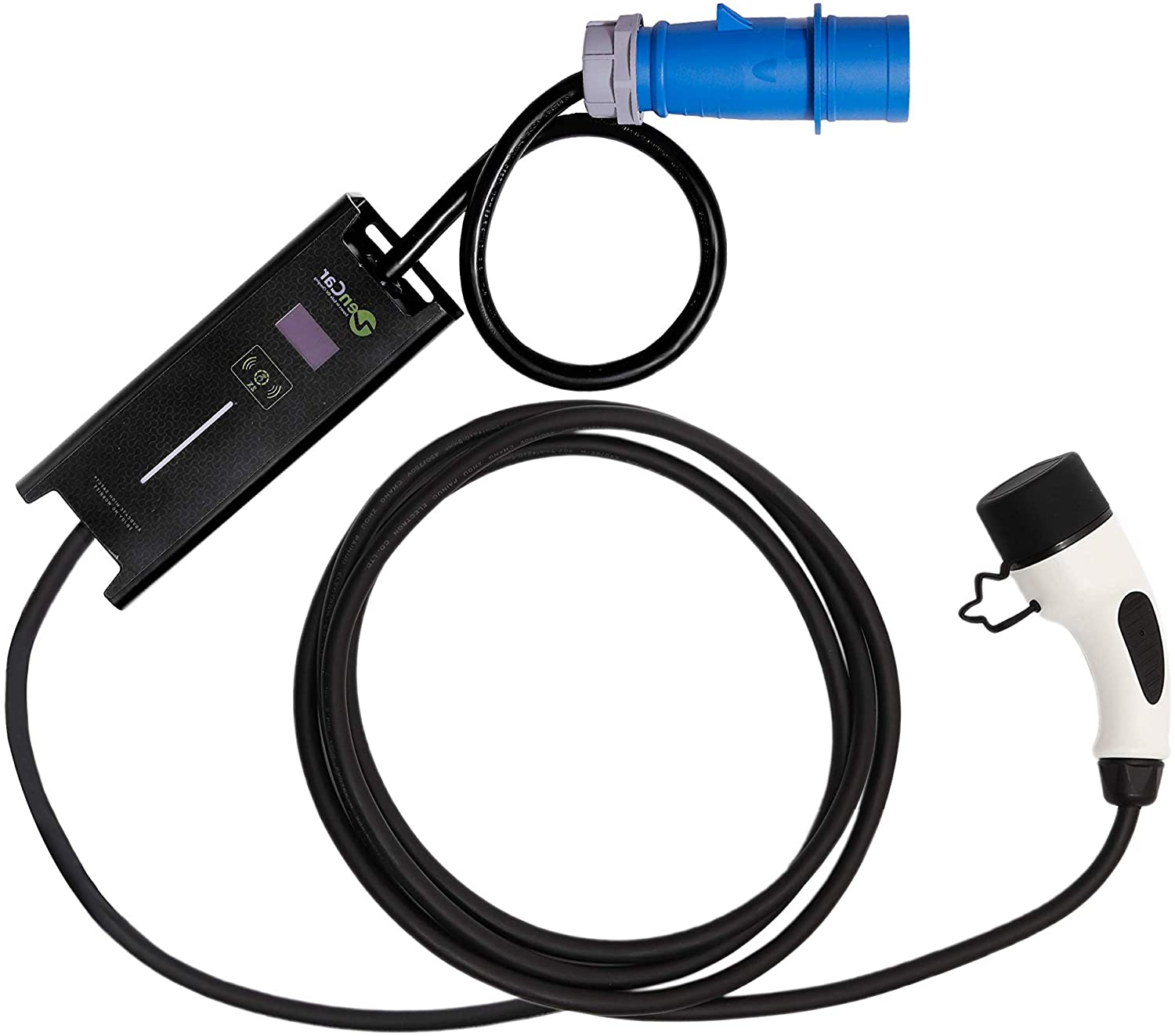 ZENCAR EVSE nabíjačka TYP 2 CEE zástrčka modrá 230V 7,2kW pre elektrické automobily, prepínateľný nabíjací box 10A / 16A / 20A / 24A / 32A s displejo…