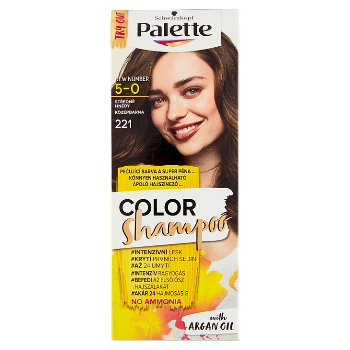 Schwarzkopf Palette Color Shampoo, 221 Keski Ruskea Hiusväri 1 kpl - 5-0
