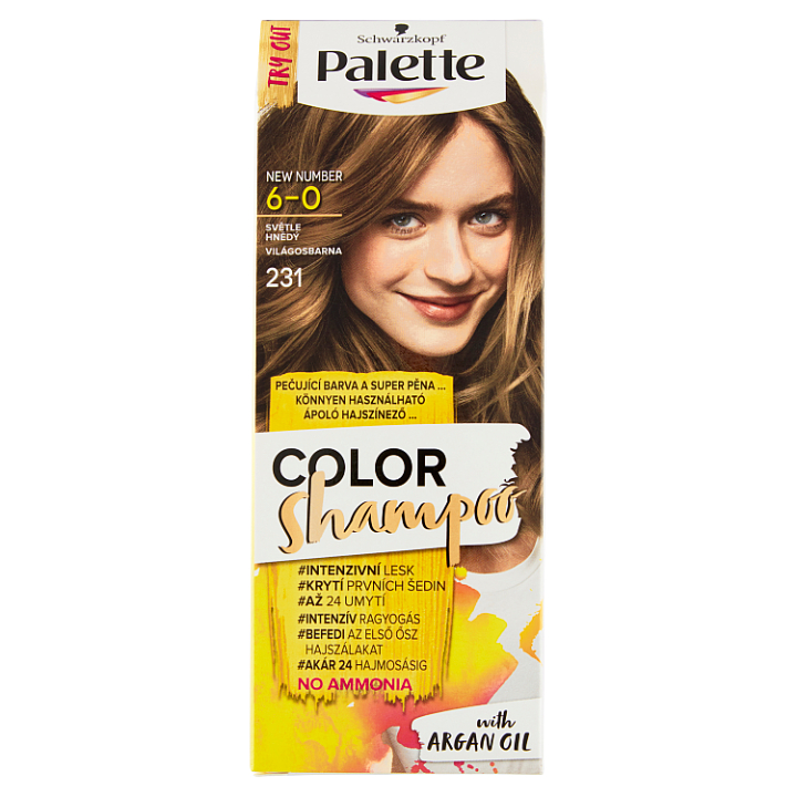 Schwarzkopf Palette Color Shampoo, 231 vaalean ruskea, hiustenväri 1 kpl - 6-0