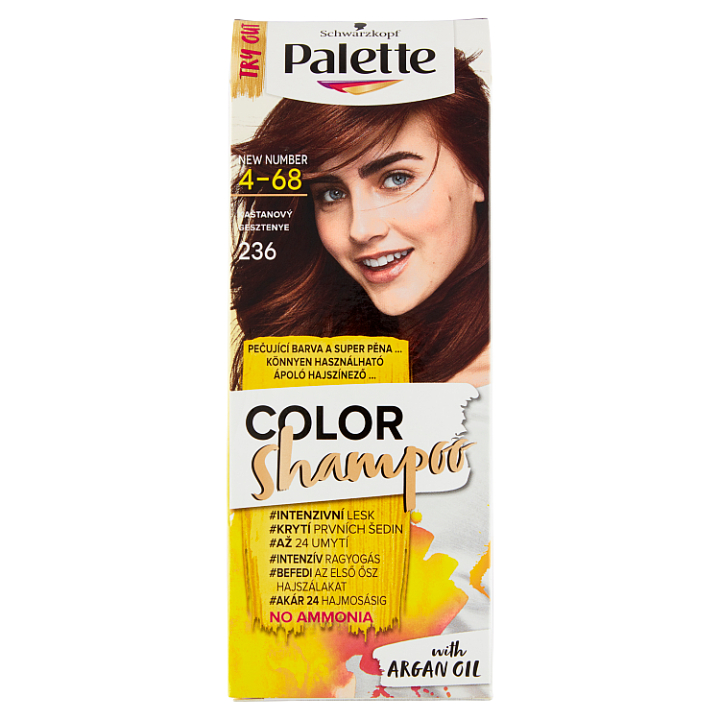 Schwarzkopf Palette Color Shampoo, 236 Kastanjanruskea hiusväri 1 kpl - 4-68